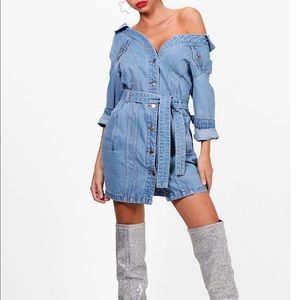 Denim off the shoulder dress